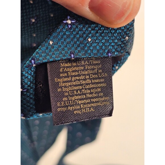 MDS Brooks Brothers 100% Silk Teal & Blue Alternating Star Pattern Neck Tie NEW - Picture 5 of 7